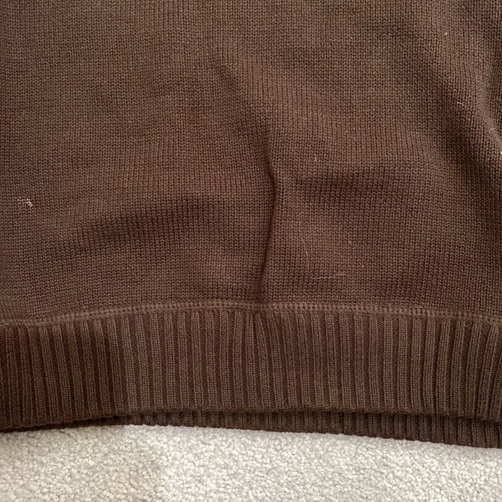 Eddie Bauer size M 100% cotton brown long sleeve sweater heavy quarter zip - Picture 4 of 6